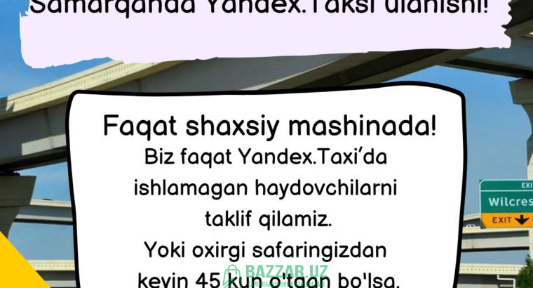 Yandex.Taksi ulanish Samarqanda