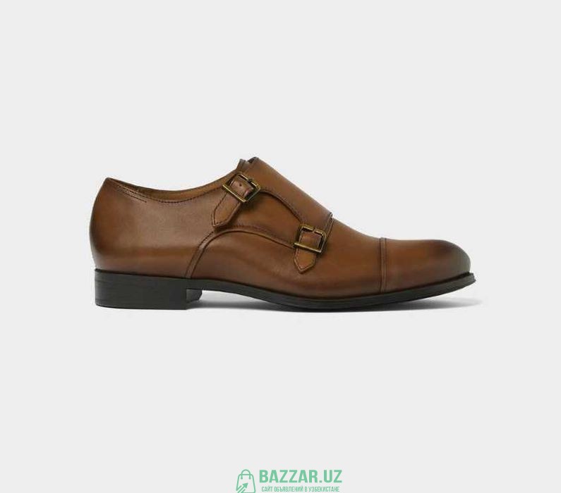 Zara Man Brown Leather Double Monk Strap Shoes 110