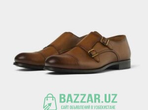 Zara Man Brown Leather Double Monk Strap Shoes 110