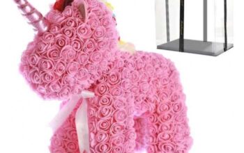 Лучшая подарка Единорог «Пони» из фоамин роз цвето